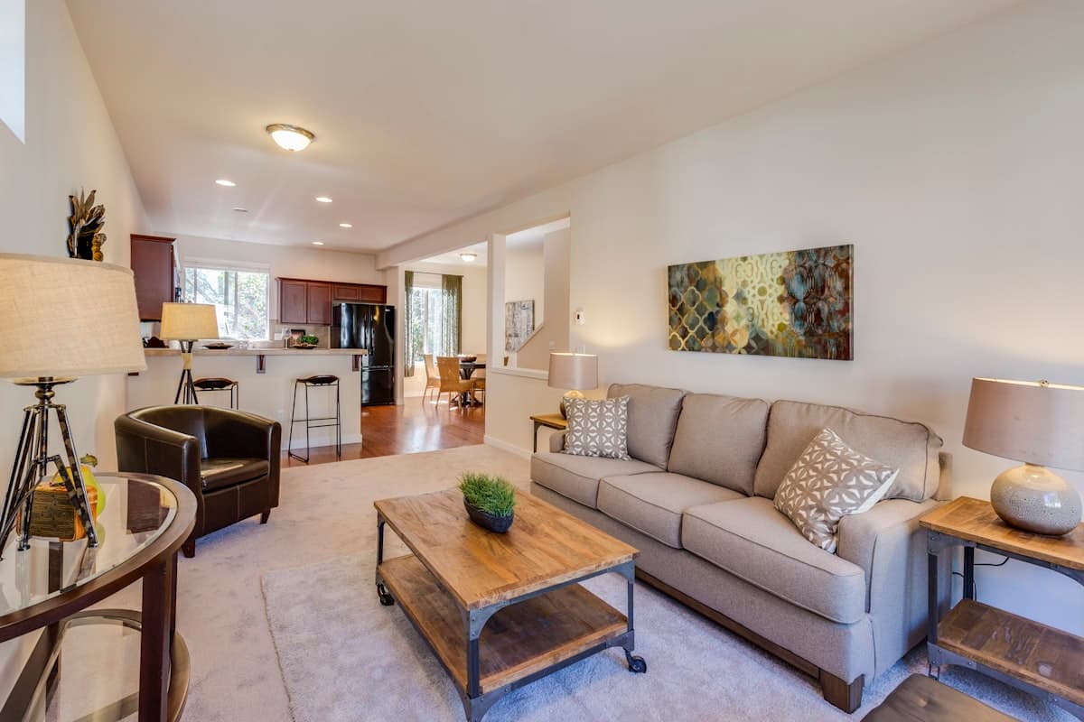 Spacious two bedroom apartment open living area — representative photo